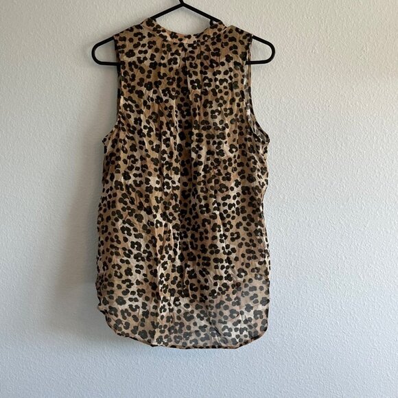 Bella Dahl Sleeveless Button Down Leopard Print Blouse High Low Size Small - Picture 5 of 10